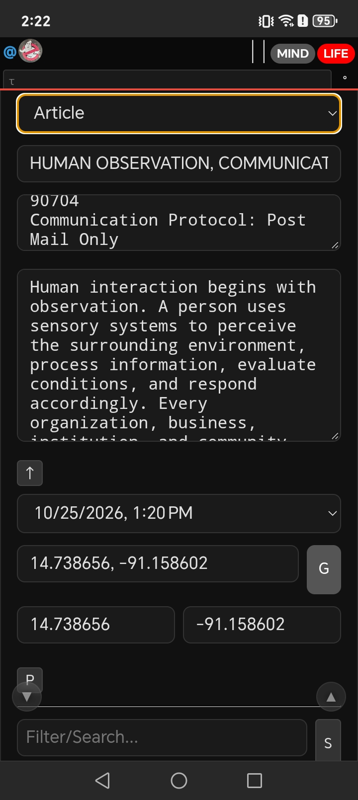 HUMAN OBSERVATION, COMMUNICATION, AND SOCIAL Coordination @2026-10-25 14:20:45 - 14.738656, -91.158602